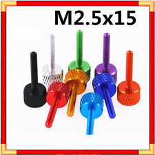 M2.5/4-15mm Aluminium Anodised Knurled Thumb Screws Flat PC Case Hand Grip - CN