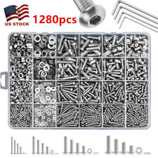 1280pcs Stainless Steel Head Socket Cap Screws Bolts Hex Drive Assortment Kit - US