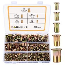 400pcs Rivet Nut Kit, Flat Head Threaded Rivets Nut Inserts Assortment Kit, C... - Green Bay - US