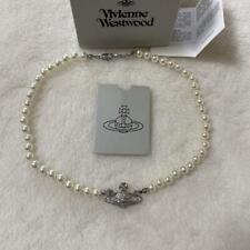 Vivienne Westwood Necklace Pearl Choker Silver IN BOX [EJ609