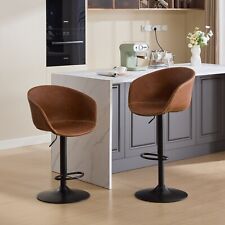 2Set Swivel PU Leather Bar Stools 23.2-31Counter Height W/Back Bar Chairs Brown - Toronto - Canada"