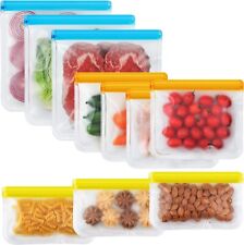 10 Pack Reusable Ziplock Bags Silicone, Leakproof Reusable Freezer Bags, BPA Fre