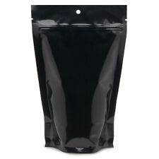 50 pcs Glossy Black Mylar Nylon 6 x 9.5" Stand Up Zip Lock Smell Proof Bags"