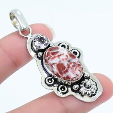 Rosetta, White Topaz Gemstone Handmade Silver Jewelry Pendant 2.2 PRJ17432"