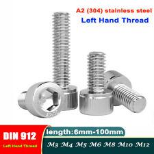 M3-M12 Left Hand Thread Socket Cap Head Screws Allen Hex Bolts A2 304 Stainless - CN