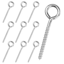 10Pack 3.3Inch M6 Screw Eye Hooks Stainless Steel Heavy Duty Screw for Wood Secu - Denver - US