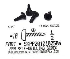 #10X1/2 PAN HEAD PHILLIPS SELF DRILLING SCREWS #2 POINT STEEL BLACK OXIDE (50) - Detroit - US