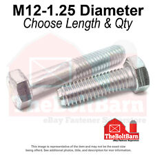 M12-1.25 Class 10.9 Extra Fine Hex Cap Screws Zinc Clear (Choose Length & Qty) - US