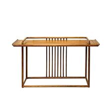 Oriental Zen Golden Brown Stain Wood Slim Minimalistic Side Table ws3456 - San Mateo - US