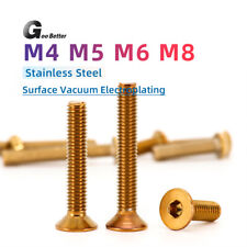 M4 M5 M6 M8 Ti Plating Gold Flat/Countersunk Head Socket Cap Screw Allen Bolts - CN