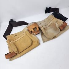 Popular Mechanics Leather Tool Belt Construction Carpenter Split Pocket Web Belt