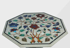 12'' white Marble Table Top Corner Coffee lapis pietra dura Inlay stone decor