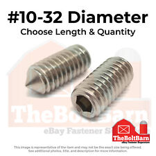 #10-32 Stainless Steel Cone Point Allen Socket Set Screw (Choose Length & Qty) - US