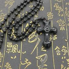 Black Obsidian Stone Cross Necklace Jewelry For Men Pendants Lot Deal