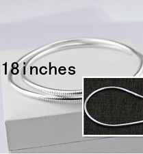 Jewelry 3MM Snake 925 Sterling Silver Plated Necklace Chains Pendant Fit beads