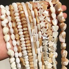 Natural White Pearl Shell Oval Round Loose Beads For DIY Jewelry Making 15''