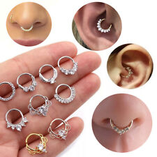 1Pc Surgical Steel Nose Ring Hoop Septum Piercing CZ Cartilage Earrings Jewelry