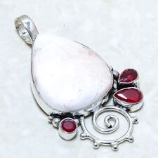 Scolecite, Ruby Gemstone Handmade Ethnic Silver Jewelry Pendant 2.2 PRJ12554"