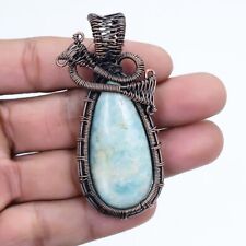 Amazonite Gemstone Handmade Copper Wire Wrapped Jewelry Pendant 2.4 PBA200"