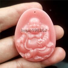 Natural Jade pendant Pink Buddha statue Carving amulet Jewelry necklace