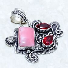 Rhodochrosite, Garnet Gemstone Handmade Silver Jewelry Pendant 1.6 PRJ13114"