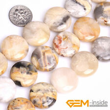 Natural Coin Spacer Loose Beads Assorted Stones For Jewelry Making Strand 15 YB"