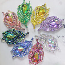 10Pcs Feather Hand Sewing Resin Drill Rhinestone Clothing Decor Hair Accessories