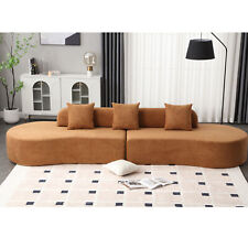 Modern minimalist curved combination sofa with 3 pillows in living room - Mumbai - India