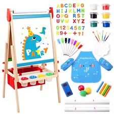 Kids Easel Including Accessories, Double Sided Wooden Easel for Kids