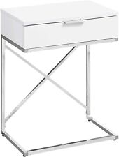 Offex 24 H Rectangular Top Accent Side Table with Chrome Metal Base - White - Mumbai - India"