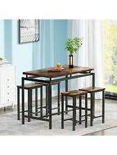 5Piece Dining Table Set with Wooden Top Stools, Steel Frame,Rustic Brown & Black - Mumbai - India