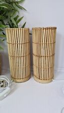 Pair of Wicker Bamboo Boho Table Lamps Bed Side BHS