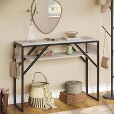 Bestier Wood Side+End Table W/ Hook 39.37 Console Table Retro Grey Oak-Light - US"