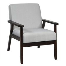 Ergonomic Padded Linen Fabric Accent Armchair Living Room Sofa W/Rubberwood legs - Fontana - US