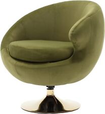 Modern Round Swivel Chair, Green Velvet Accent Chair,360 SwivelRight Olive Green - Mumbai - India