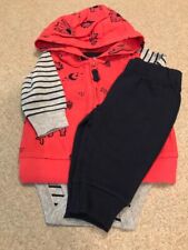 New Baby Boy Carter's Woodland Little Vest, Striped Bodysuit, & Jogger Pants Set