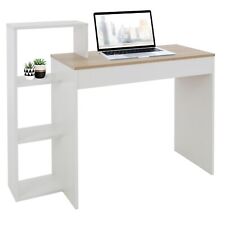 Bureau avec étagères table de travail d'ordinateur blanc et plateau chêne Sonoma