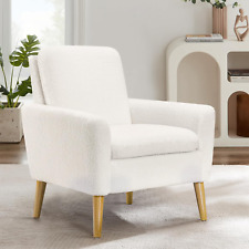 Lohoms Sherpa Accent Chair White Teddy Fabric Upholstered Comfortable Arm Chair - CA