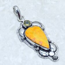 Bumble Bee Jasper, Citrine Gemstone Silver Jewelry Pendant 2.5 PRJ14385"