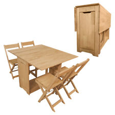 Corona Folding Drop Leaf Butterfly Dining Set Dining Table 4 Chairs Solid Pine