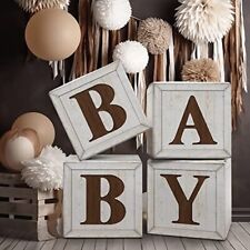 Baby Shower Boxes DecorationWood Grain Boxes with Baby LettersWinnie Woodland...