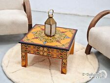 FLORAL HAND-PAINTED Coffee TABLE, 24x24in Gold Moroccan Low Table - Toronto - Canada