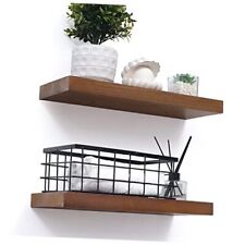 Floating Wood Shelves Set of 2, Rustic Solid Wood Wall 16 Inch Light Walnut - Toronto - Canada