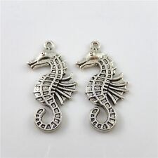 16pcs Vintage Silver Mini Seahorse Look Alloy Pendants Charms Crafts Accessories