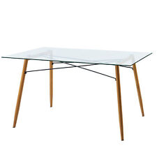 Teamson Home Minimalist Glass Top Wood Grain Legs Dining Table For Kitchen - Toronto - Canada