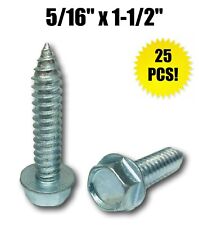 (Qty 25) 5/16 x 1-1/2" Hex Washer Head UnSlotted Sheet Metal Screw Zinc Plated - Redding - US"