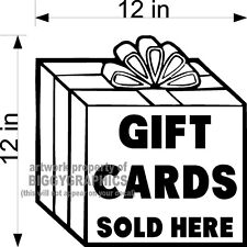 GIFT CARDS SOLD HERE VINYL DECAL FOR STORE WINDOWS OR DOORS
