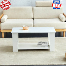 Minimalist Double Layered White Coffee Table Storage MDF 35.4''x19.6''x16.5'' US - Mumbai - India