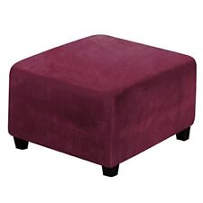 Square Ottoman Slipcover Stretch Velvet Folding Storage Stool Burgundy - Toronto - Canada