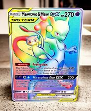 Mewtwo & Mew GX Rainbow Gold Metal Pokemon Card Collectible Gift/Display